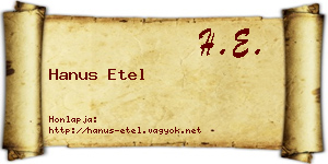 Hanus Etel névjegykártya